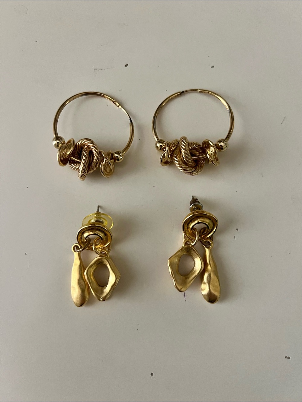 Macy's Gold-Tone Knot Hoop & Abstract Dangle Earring Set